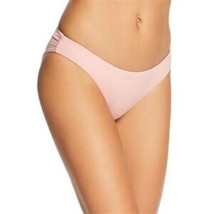 NWOT Pilyq Rivera M Solid Pink Ruched Cheeky Bikini Swim Bottom #99104
